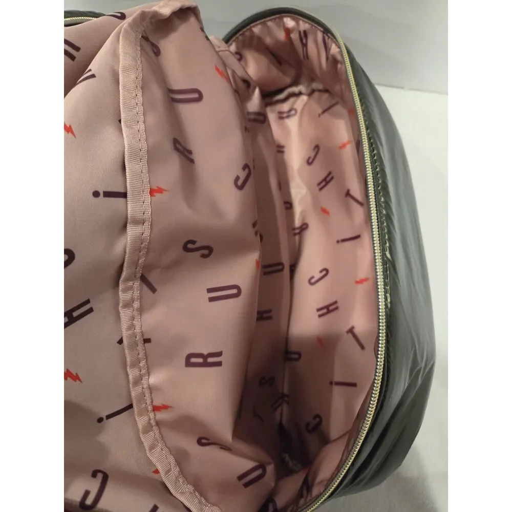 Stella & Dot Crush it Quilted Bucket Bag Metallic Olive Expandable Shoulder Bag